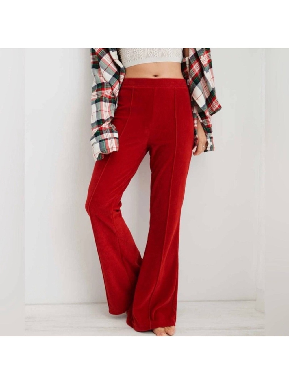 aerie women’s red/ burnt orange color Corduroy Flare
